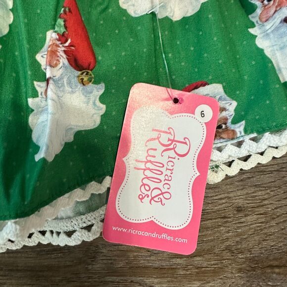 Ricrac & Ruffles Girls Size 6 Long Sleeve Christmas Dress Set Leggings Red Green - Picture 2 of 3